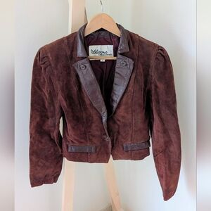 Vintage Wilson's Leather Collared Genuine Leather Suede Jacket In Burgundy